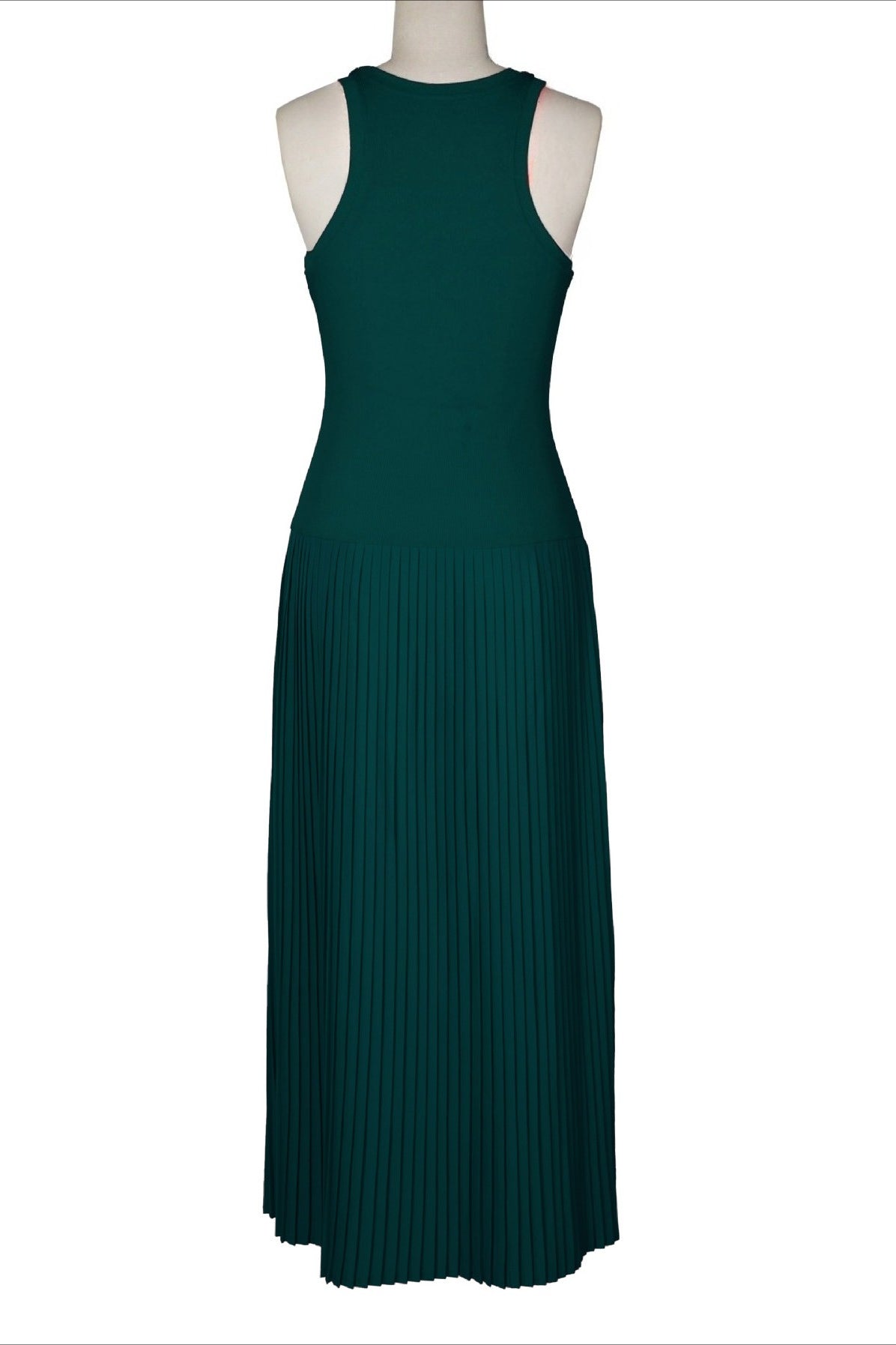 Sporty Contrast-Stripe Pleated Maxi Dress