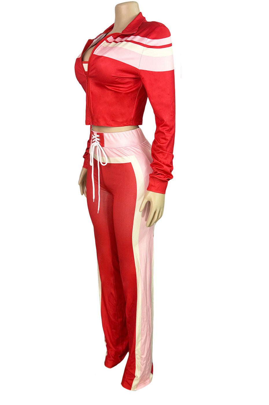 Printed Front-Tie Top and Long Pants Set