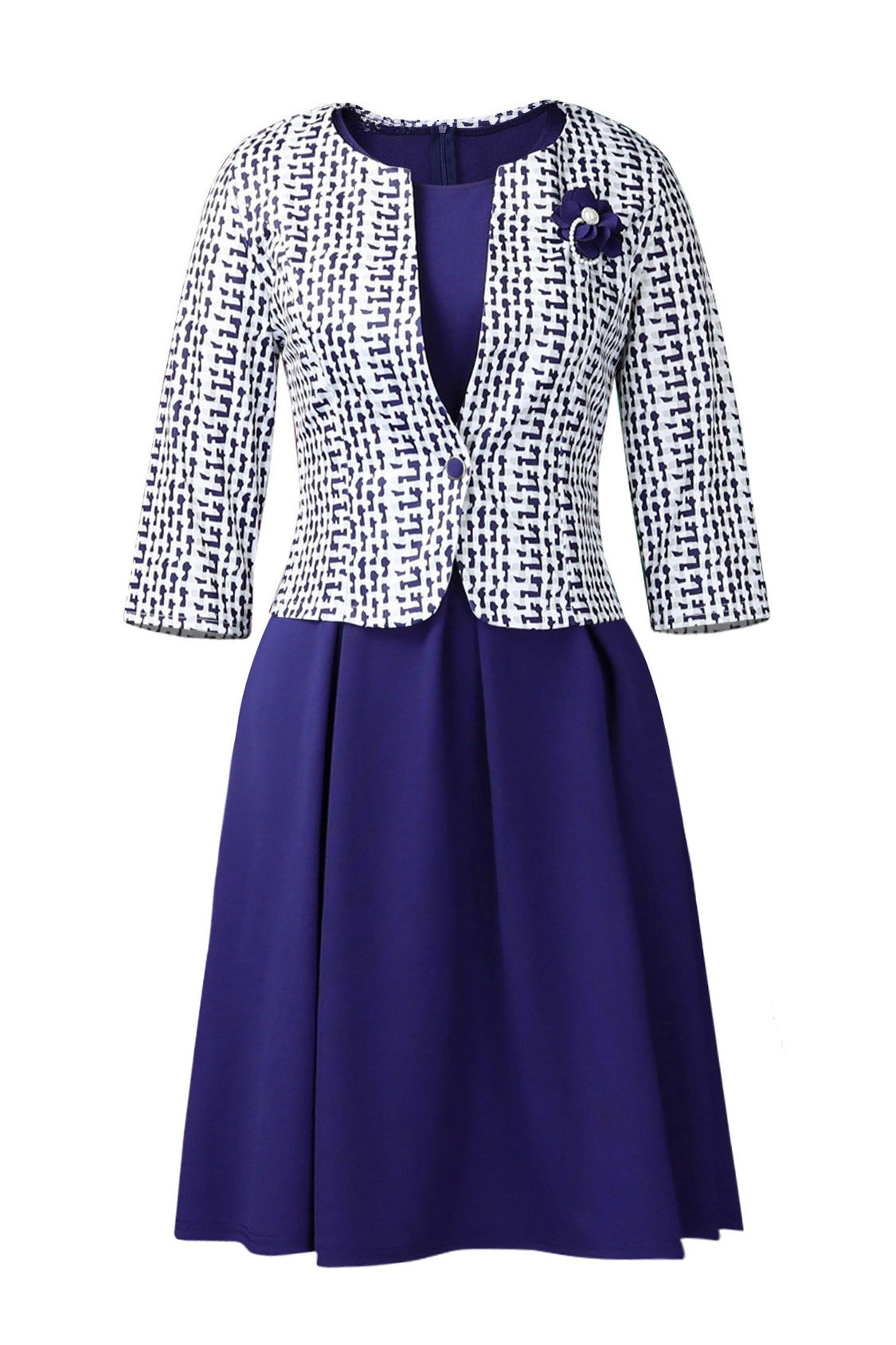 2-Piece Tailored Jacket & A-Line Dress Set
