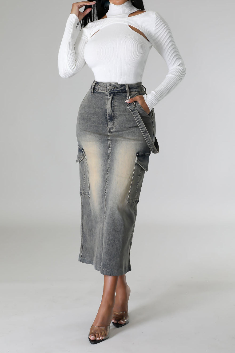 Denim Cargo Skirt
