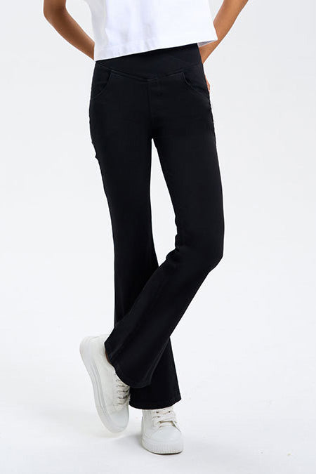 High-Stretch Crossover Flare Yoga Jeans