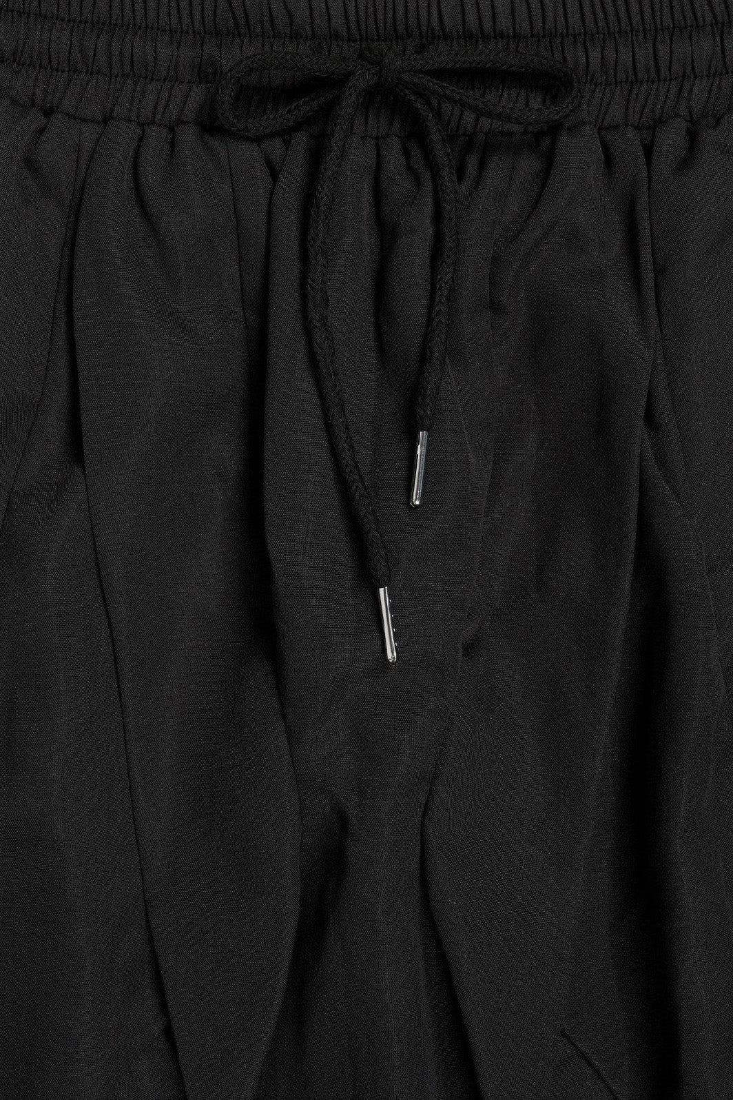 Ruched Drawstring Parachute Maxi Skirt