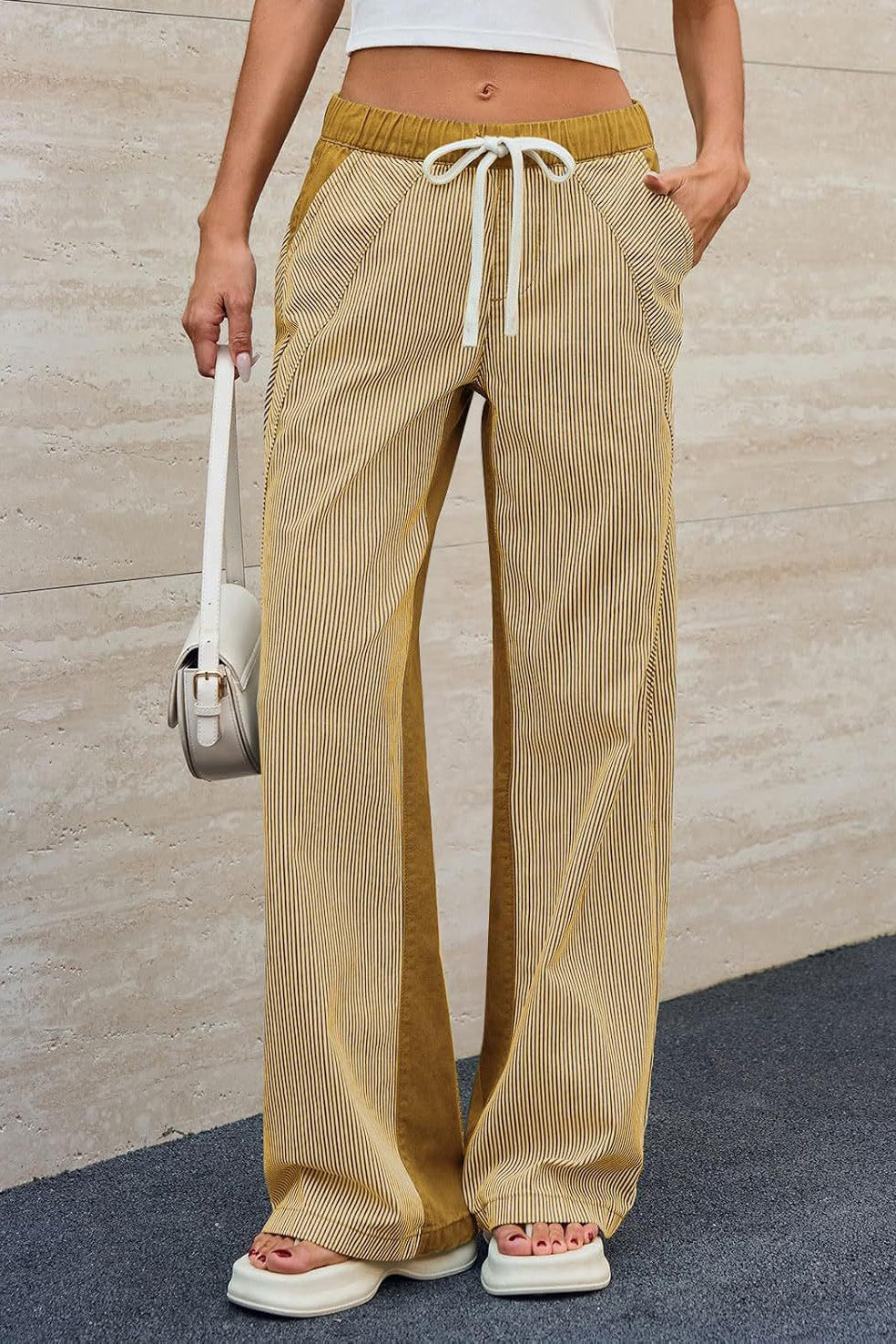Casual Colorblock Loose Straight Pants