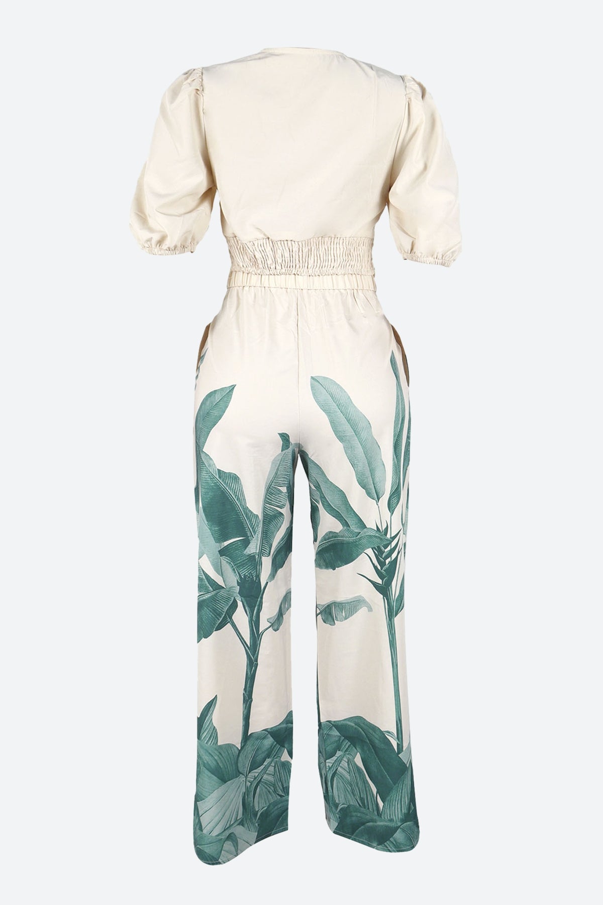 Printed V-Neck Wide-Leg Pants Set