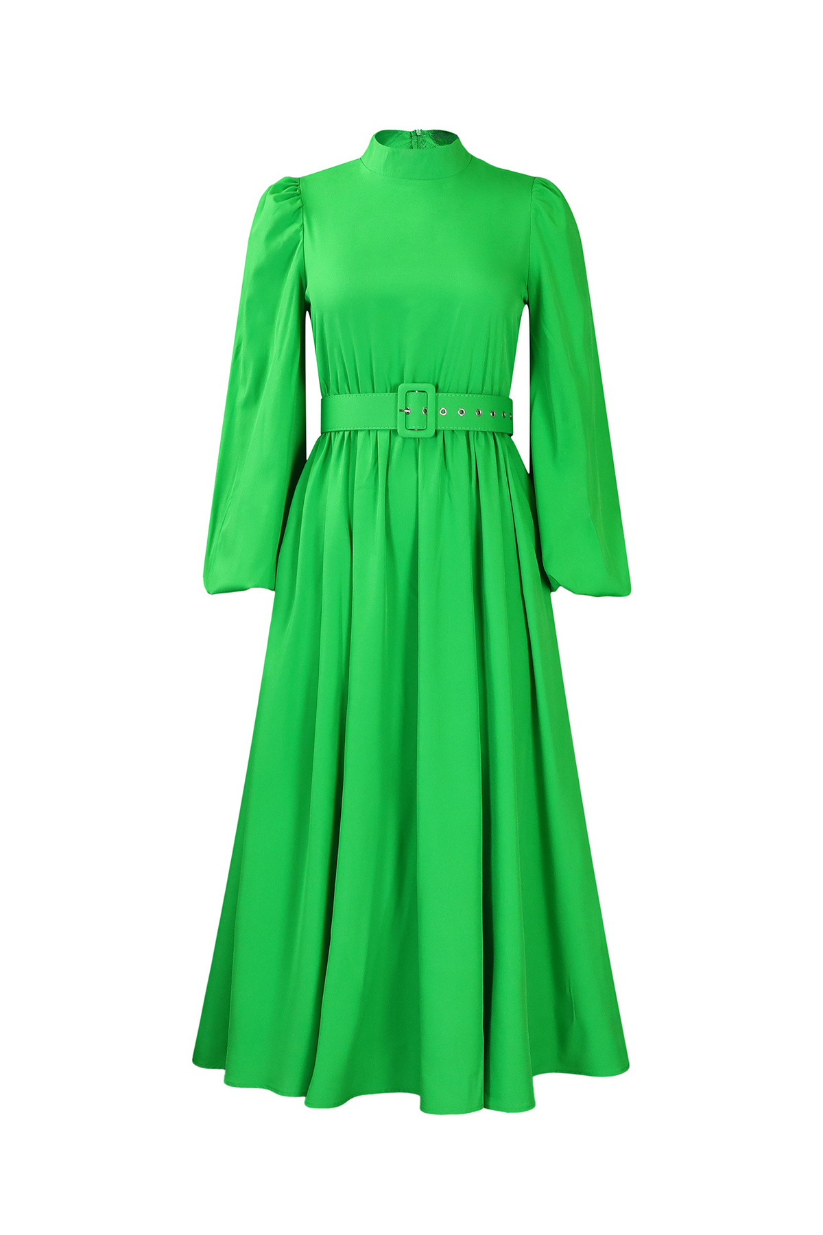 High Neck Puff Sleeve Evening Large Hem Dresses