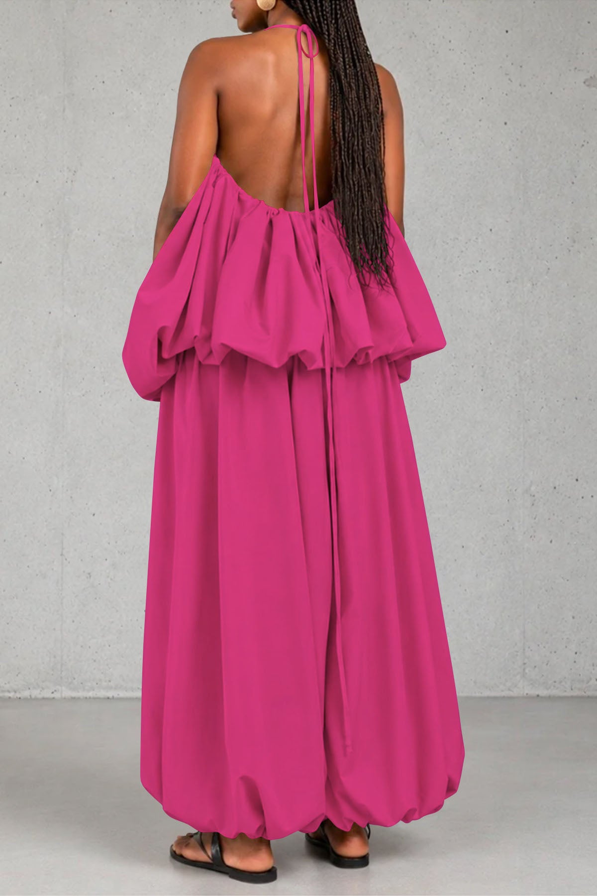 Plus Size Plunging Halter Oversized Top & Harem Pants Set