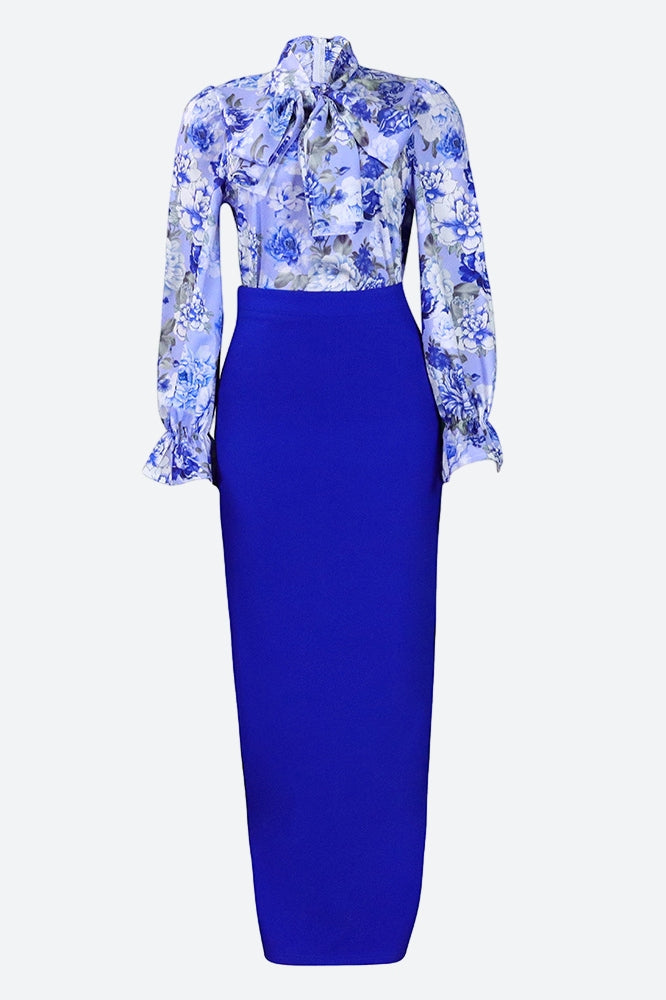 Floral Printed Blouse Skirt Set