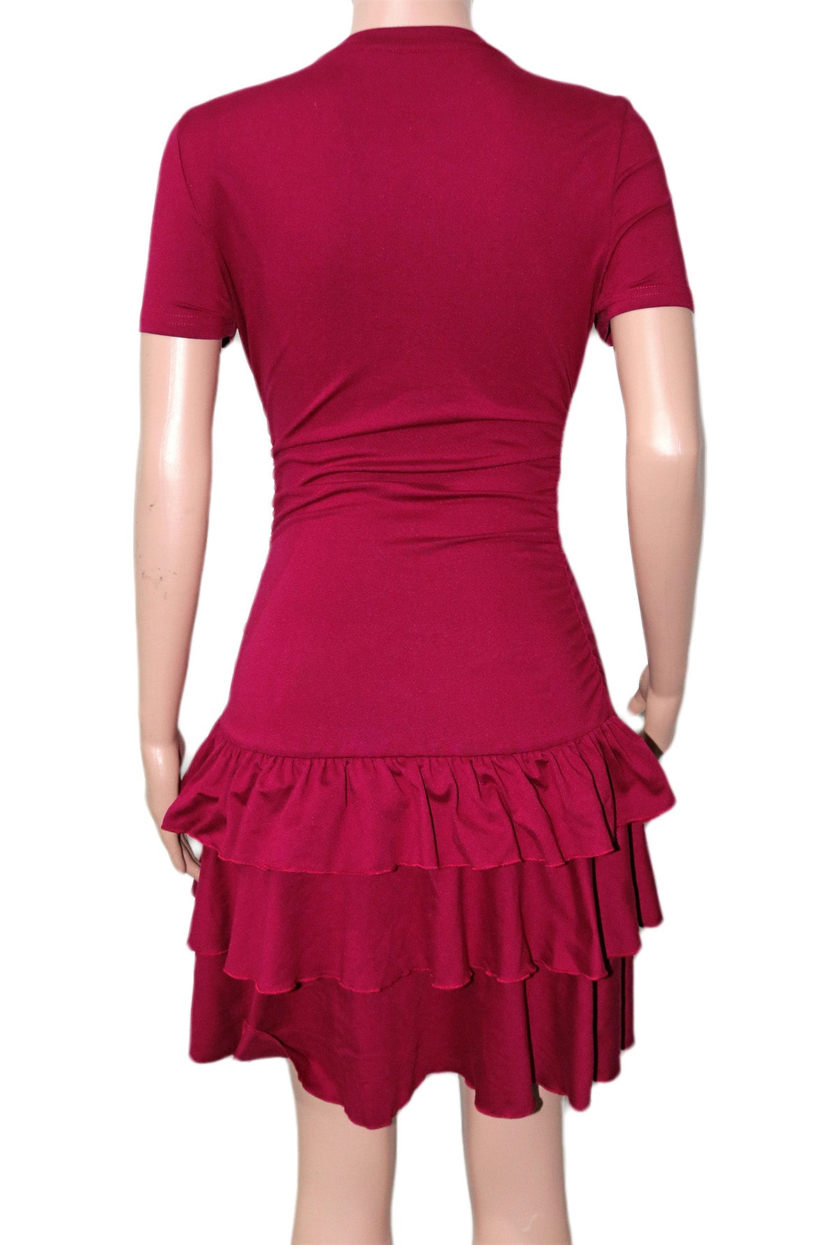 Ruched Tiered Ruffle Mini Dress