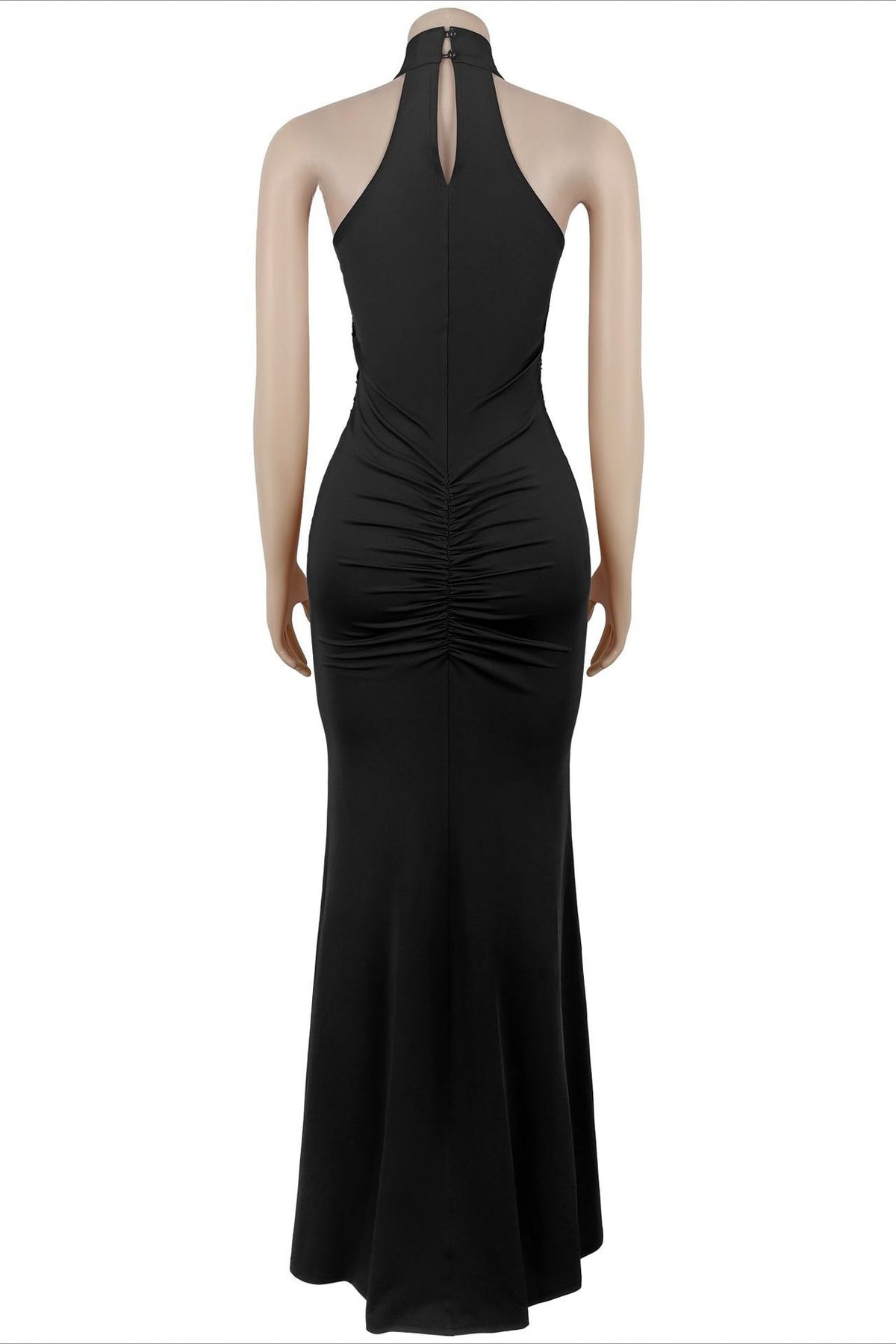 Sequin Ruffle Halter Maxi Dress
