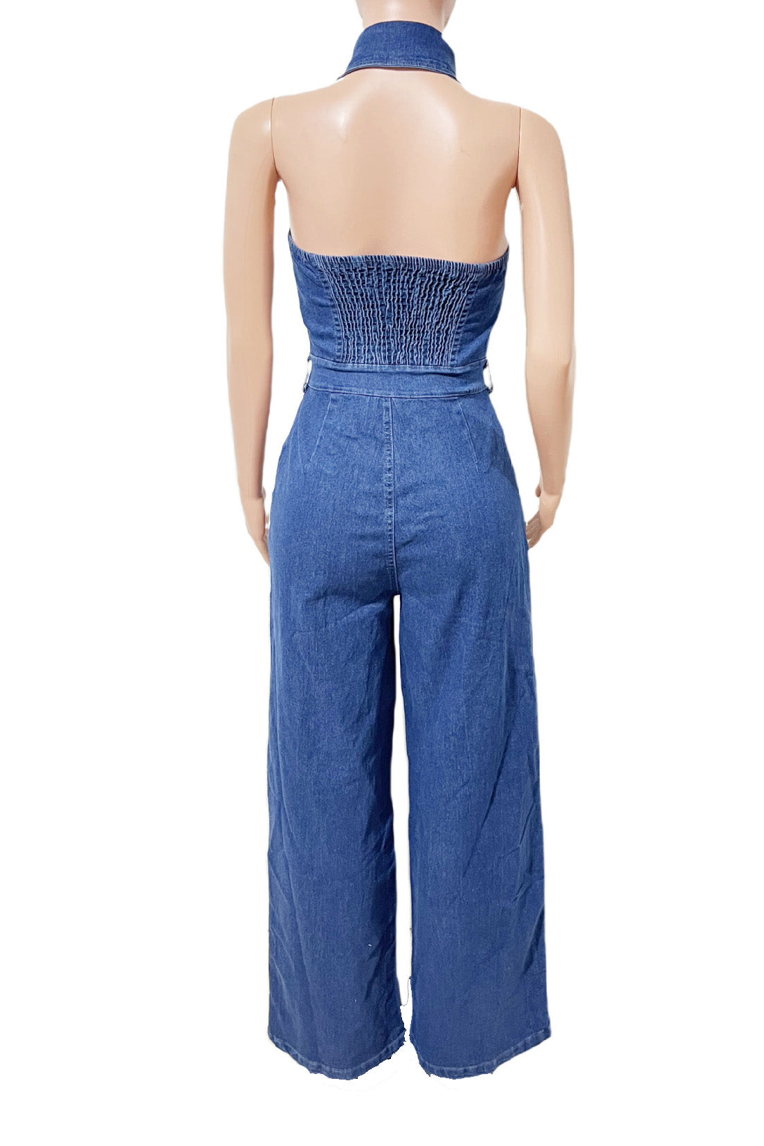 Halter Backless Jumpsuit Wide Leg Stretch