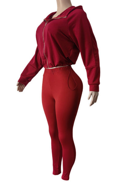 Zip Hoodie High Waist Leggings Set