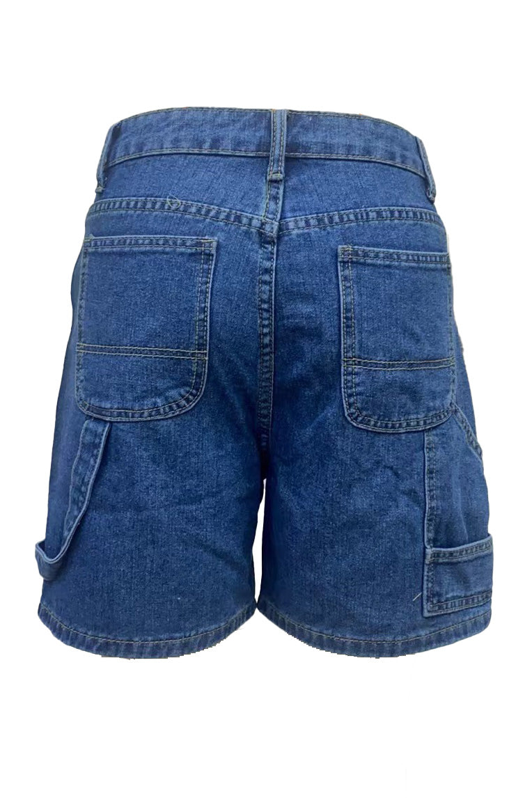 High-Waisted Relaxed Utility Denim Shorts
