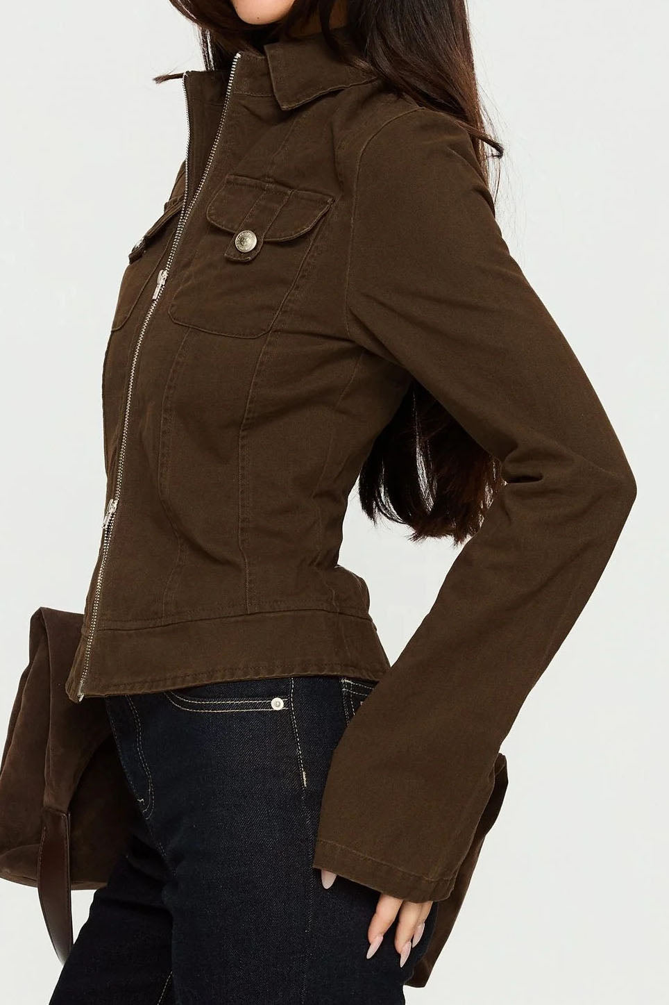 Fitted Zip-Front Utility Jacket