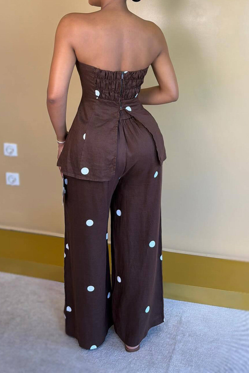 Polka Dot Peplum Pant Set