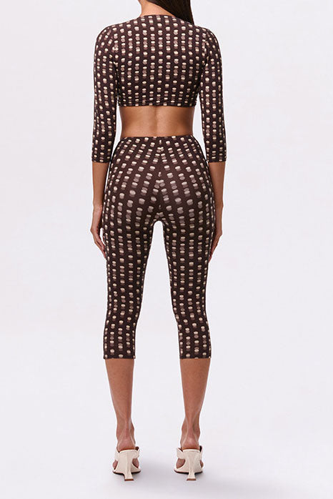 Abstract Print U-Bar Capri Set