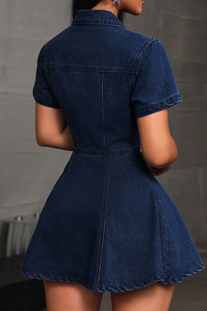 Short Sleeve Denim Mini Dress
