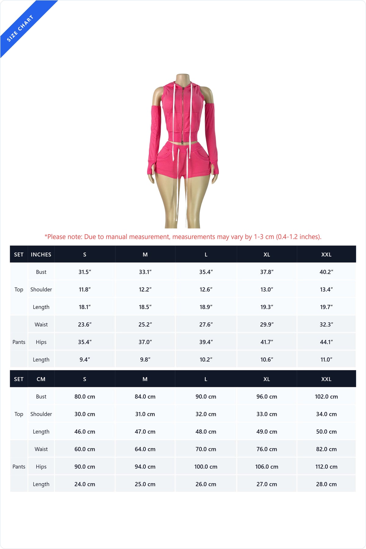 3-Piece Zip Hoodie Shorts & Sleeves Set