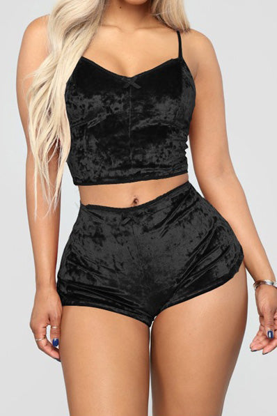 Crushed Velvet Cami & Shorts Lounge Set