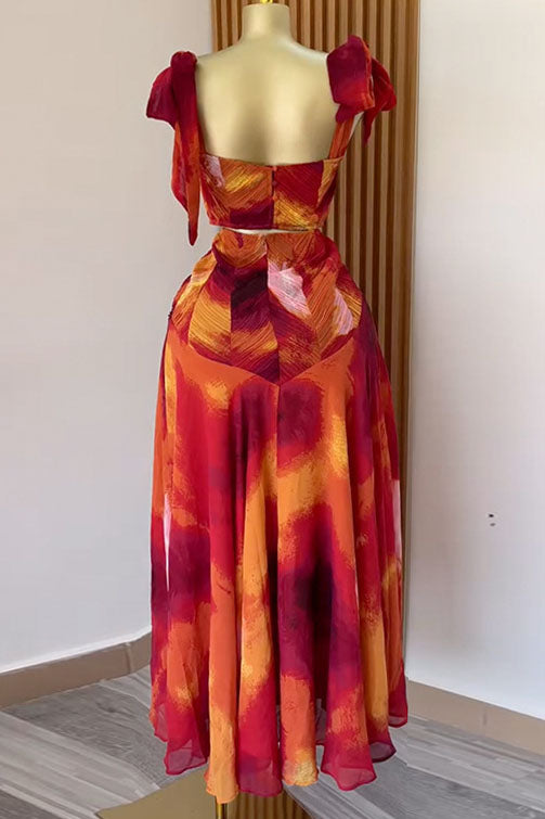 Tie Shoulder Cut-out Maxi Dress