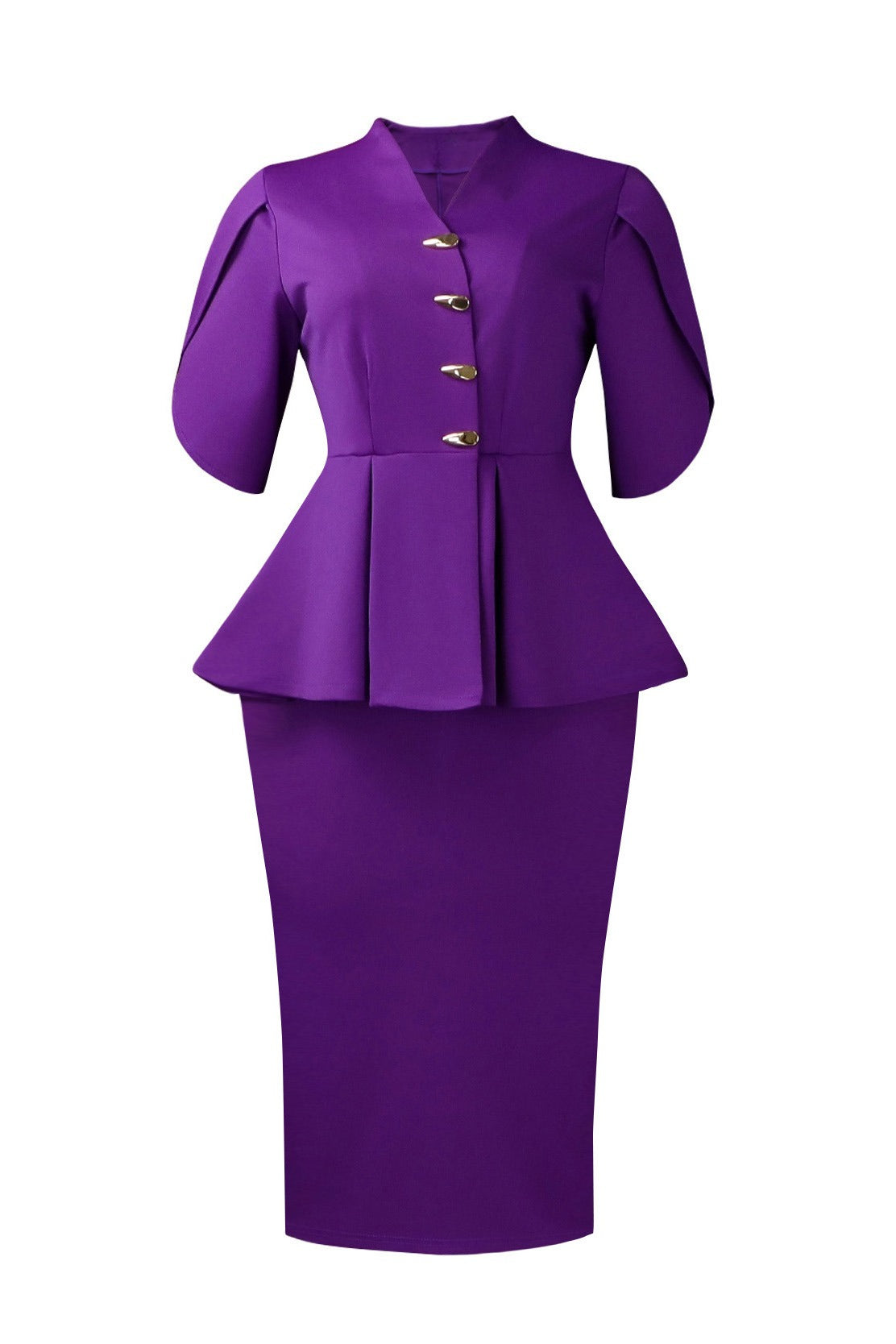 Elegant Peplum Top & Pencil Skirt Set