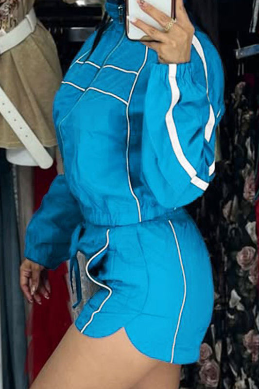 Cropped Zip-Up Jacket & Shorts Track Set