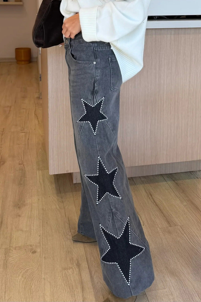 Casual Pocket Wide-Leg Jeans