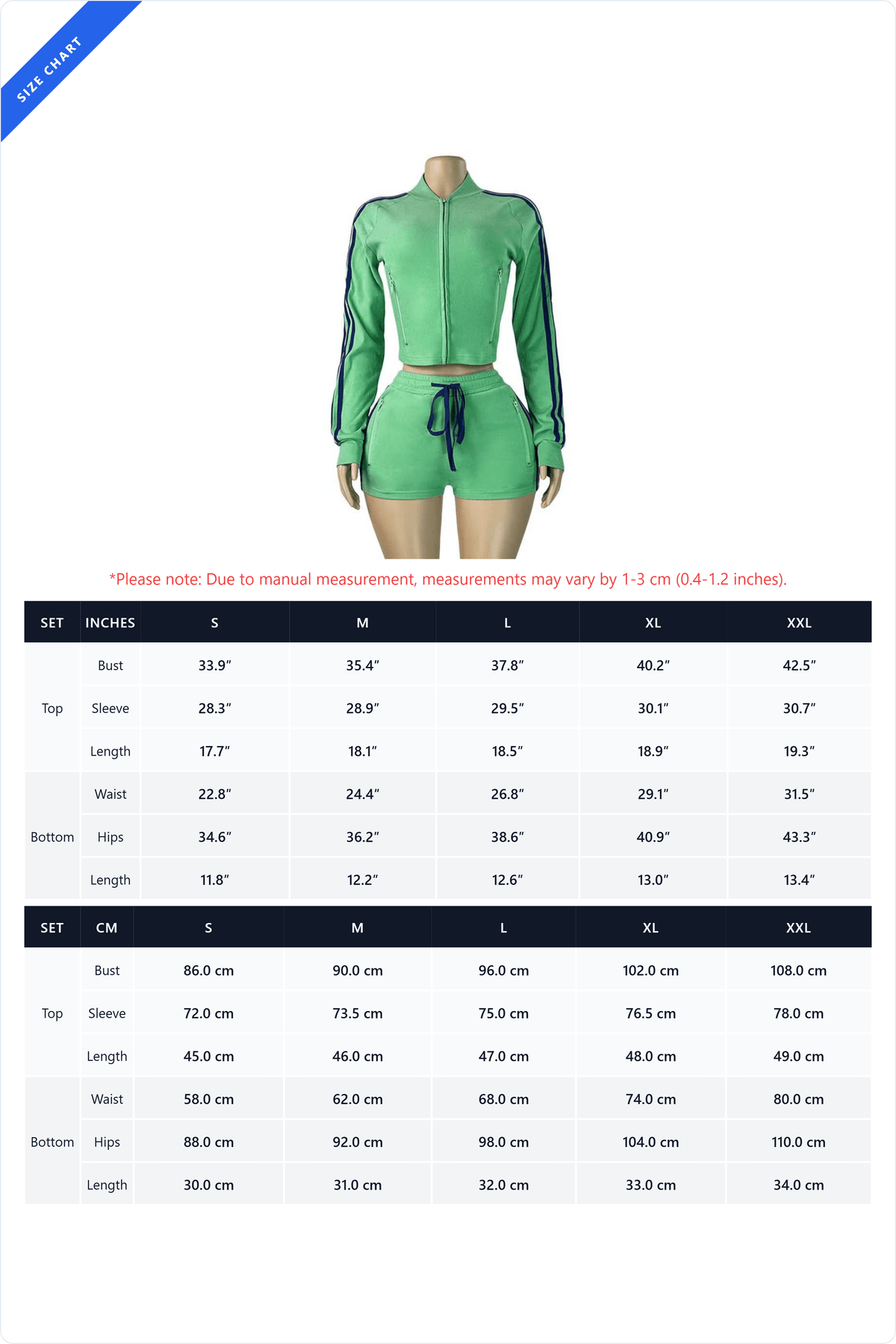 Sporty Striped Zip-Up Shorts Set