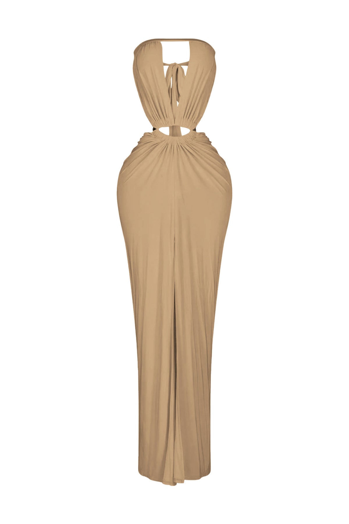 Cutout Ruched High Slit Maxi Dress