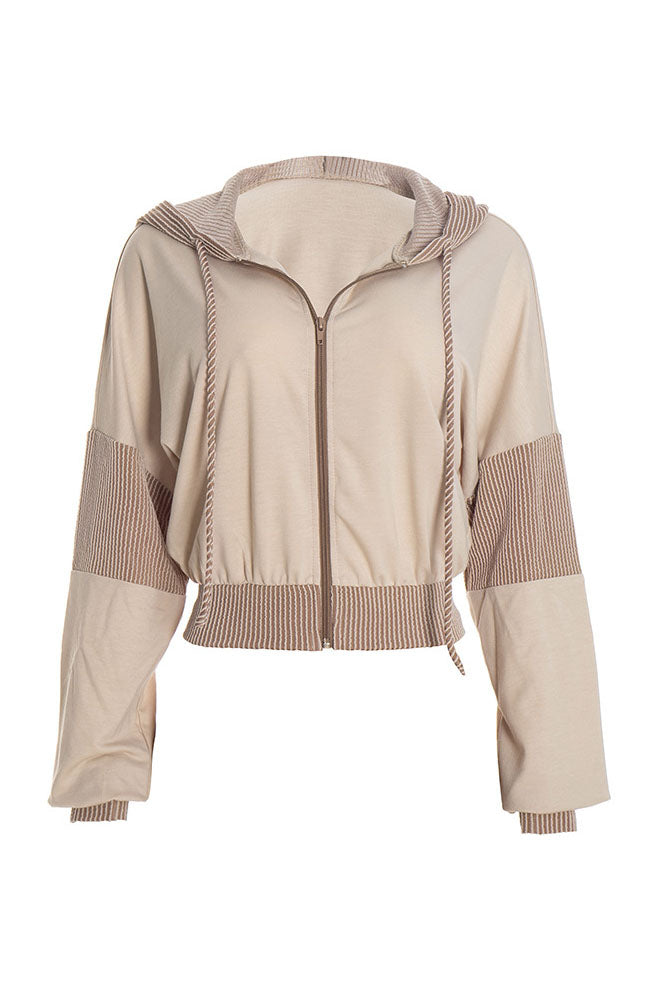 Contrast-Panel Zip Hoodie & Shorts Set