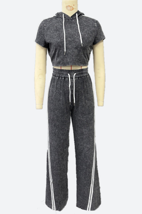 Washed Hoodie and Pants Casual Comfy Set