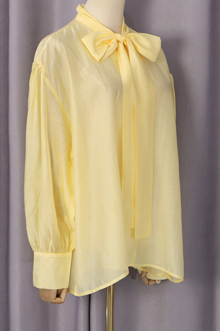 Satin Scarf-Neck Blouse