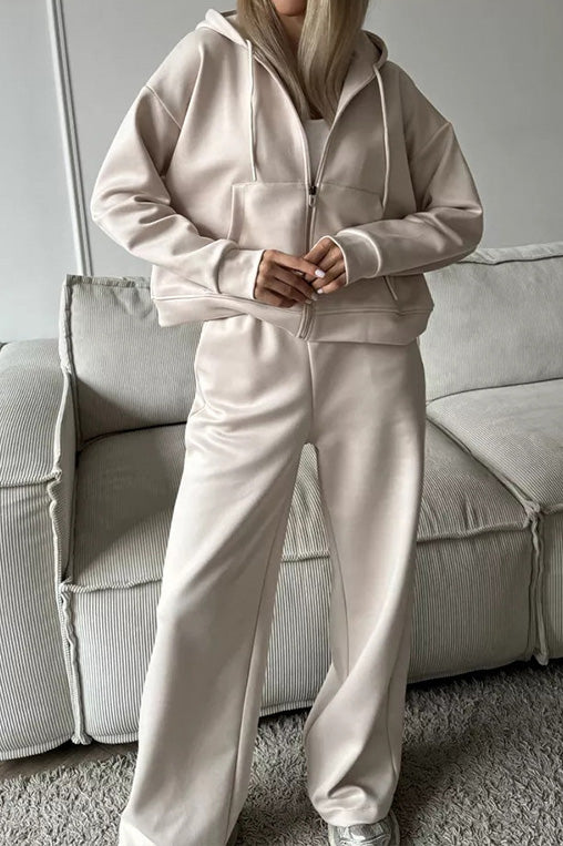 Hooded Zip Sweatshirt & Drawstring Pants Set