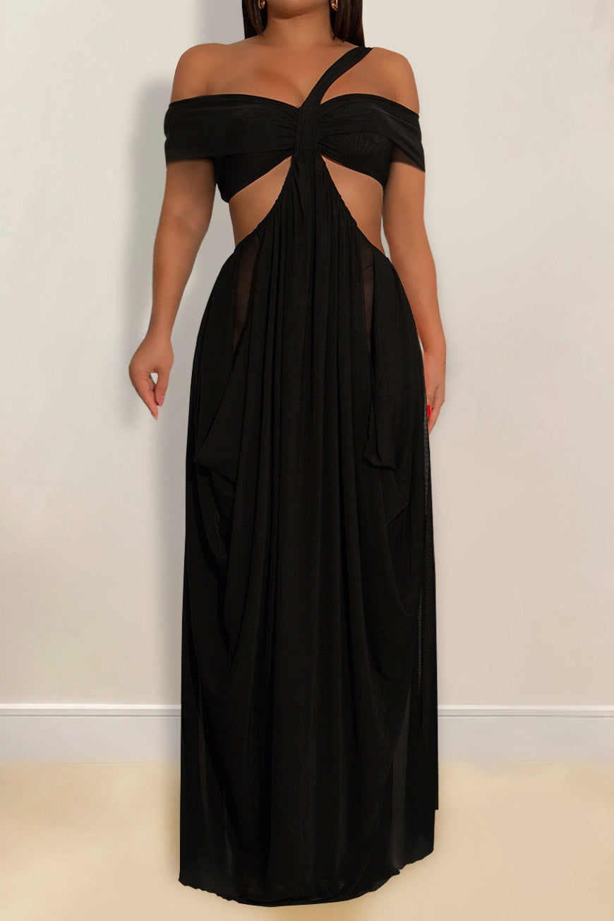 Off-Shoulder Cutout Maxi Dress