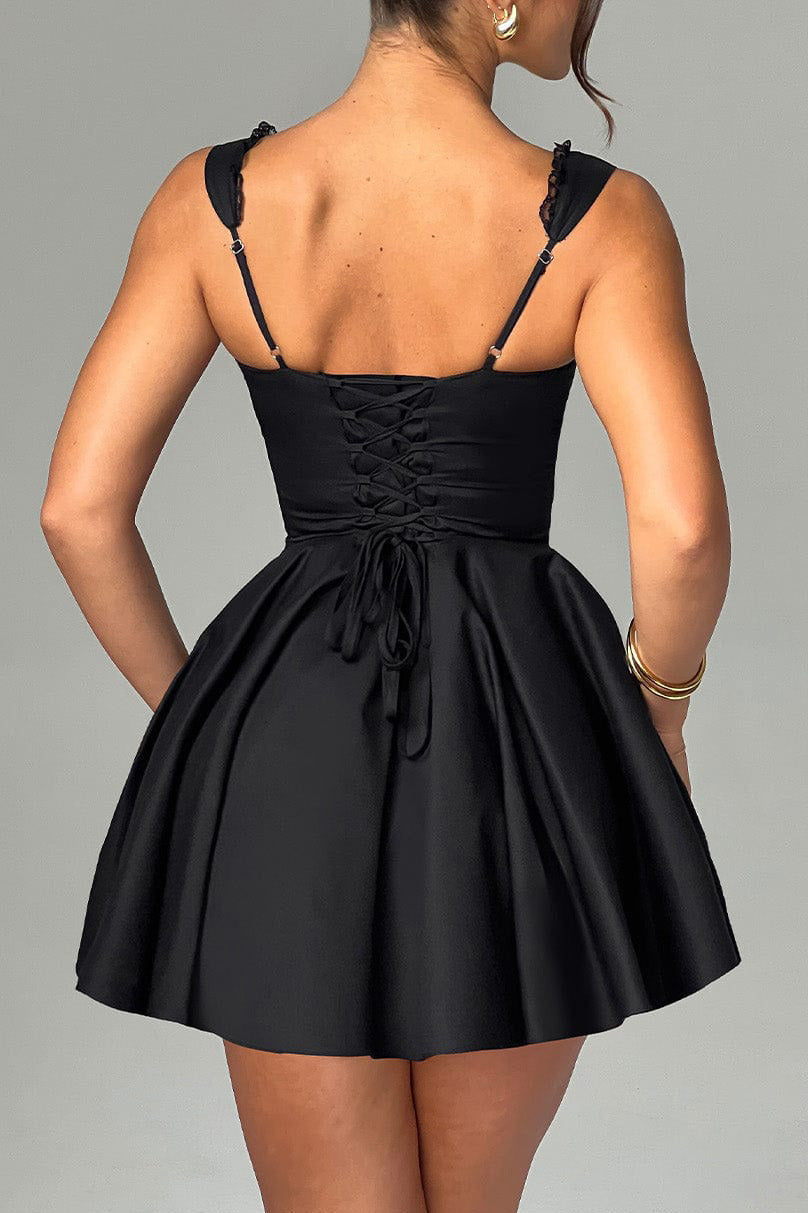 Strap Backless Fit & Flare Mini Dress