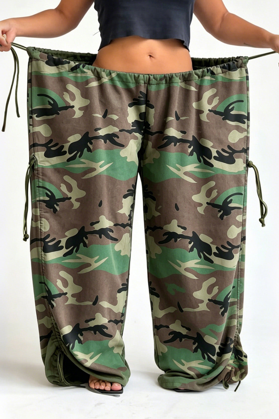 Oversized Drawstring Parachute Pants