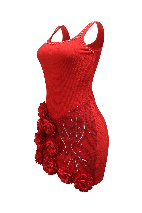 Embellished Rosette Mini Dress