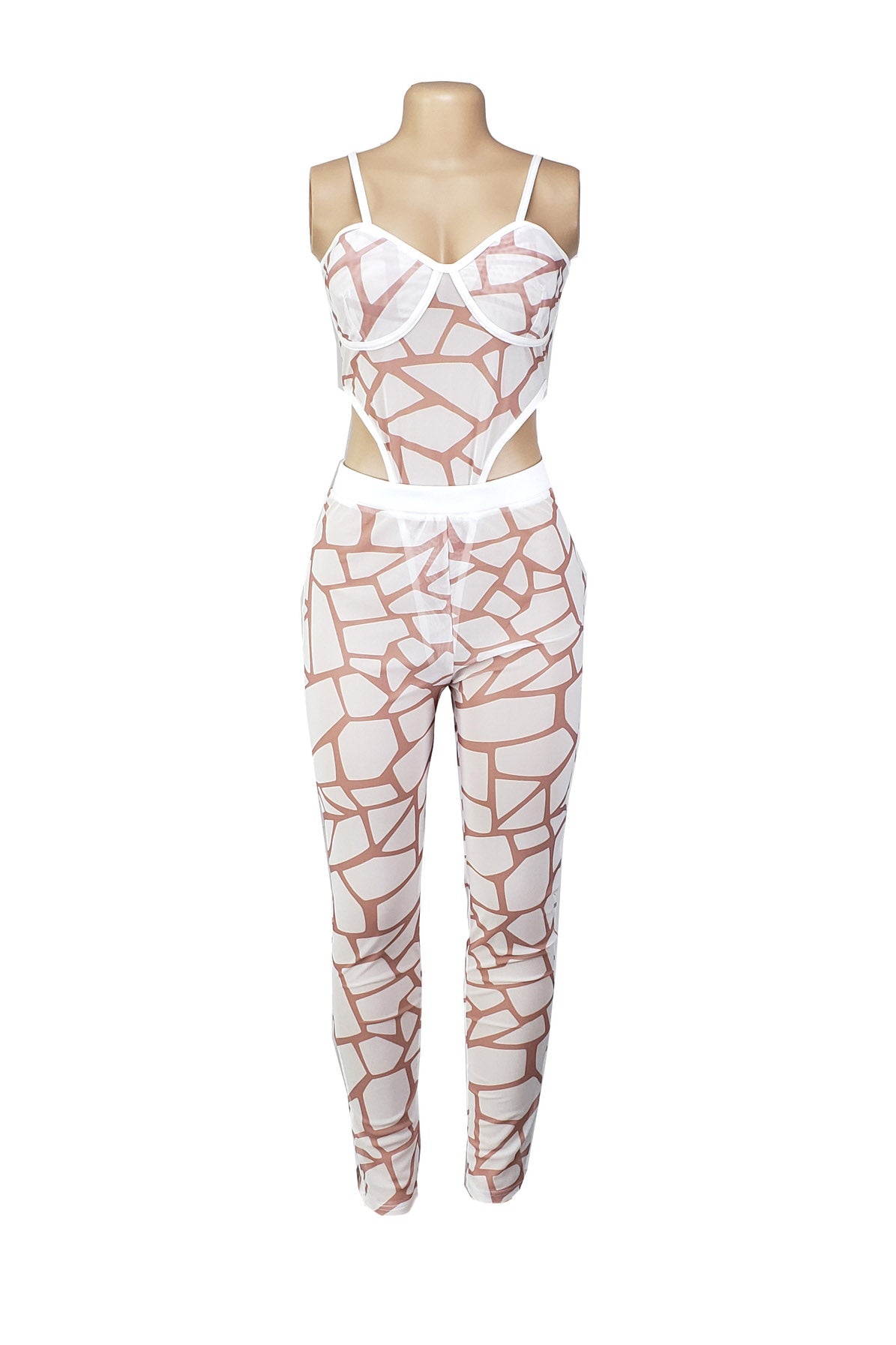 Geometric Sheer Mesh Bodysuit Set