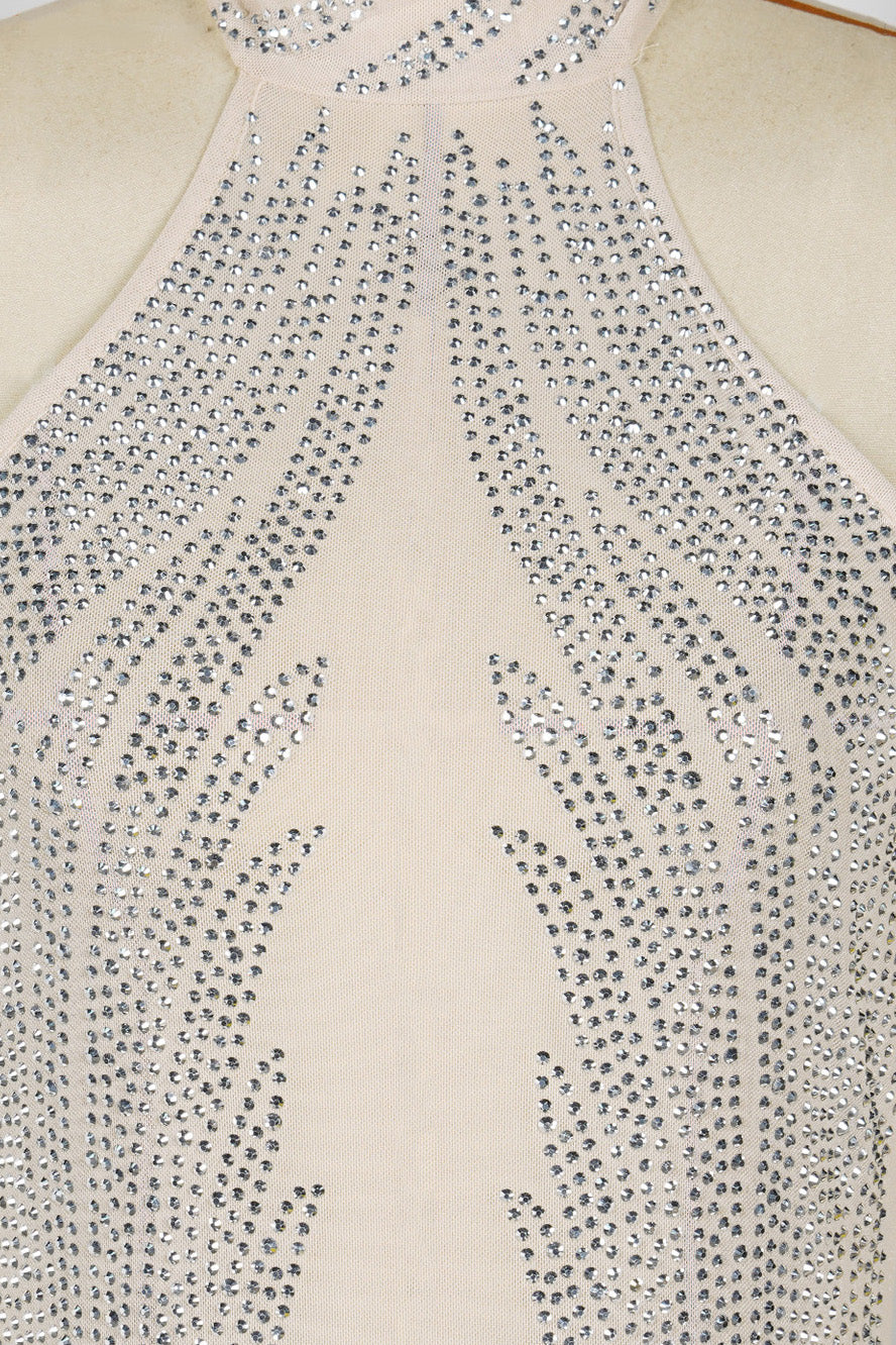 Sheer Silver Illusion Halter Maxi Gown