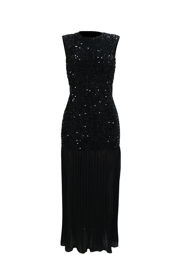 Sparkling Velvet & Chiffon Maxi Dress
