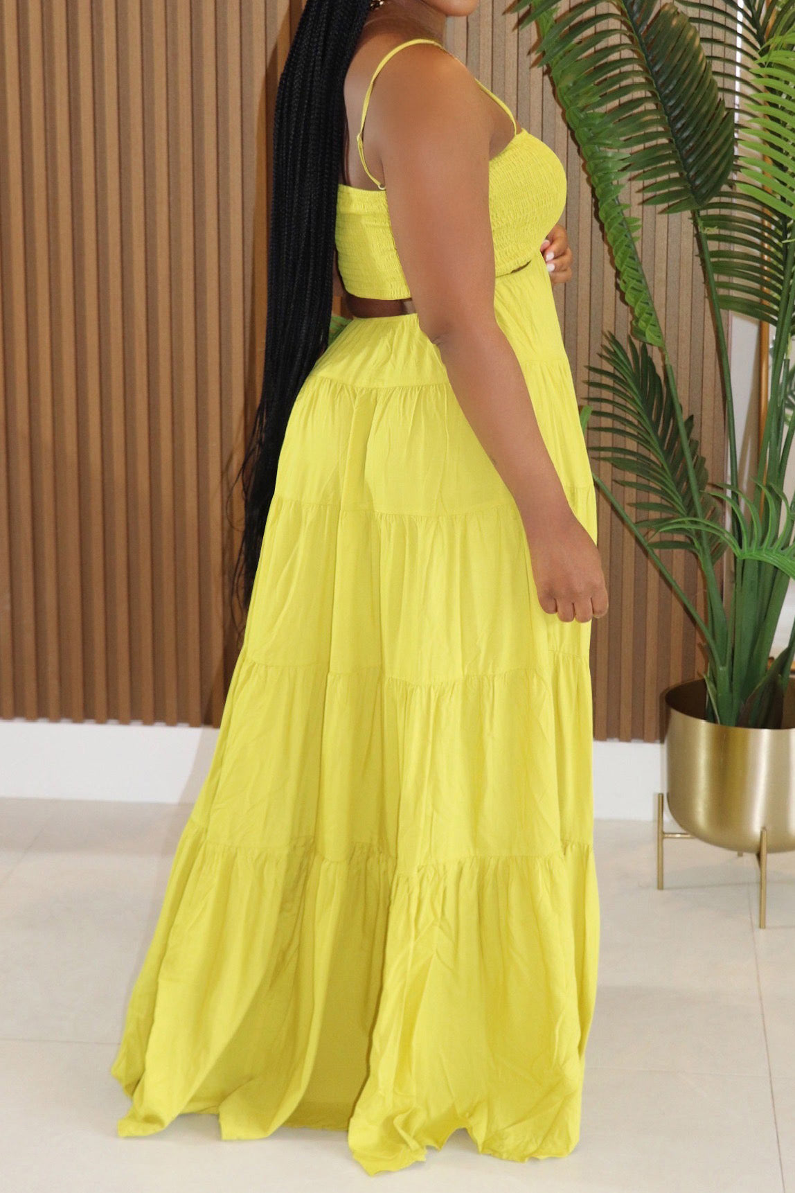 Smocked Cut Out Maxi Dress