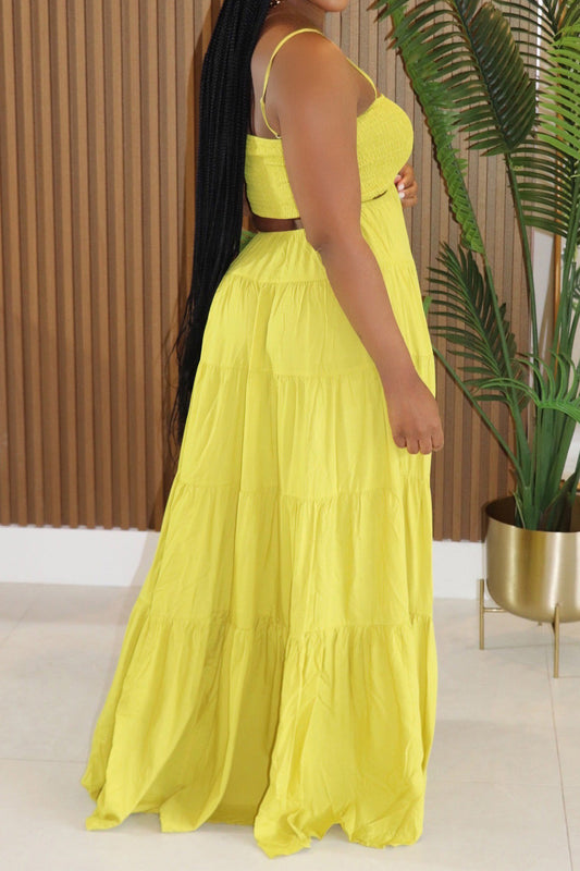 Smocked Cut Out Maxi Dress