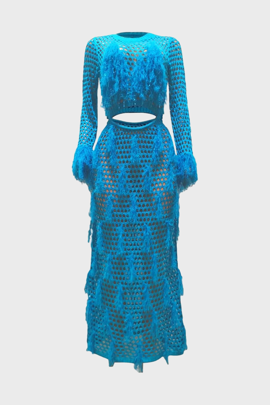 Fringe Knitting Hollow Long Dress
