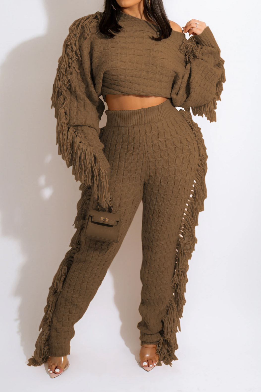Knit Fringe Pants Set