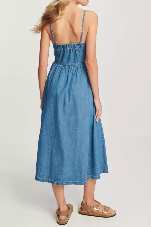 Trendy Denim Spaghetti Strap Dress