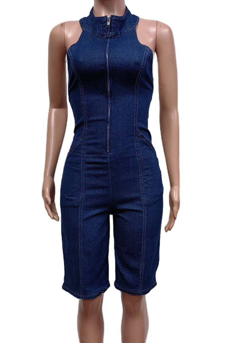 Sleeveless Denim Romper