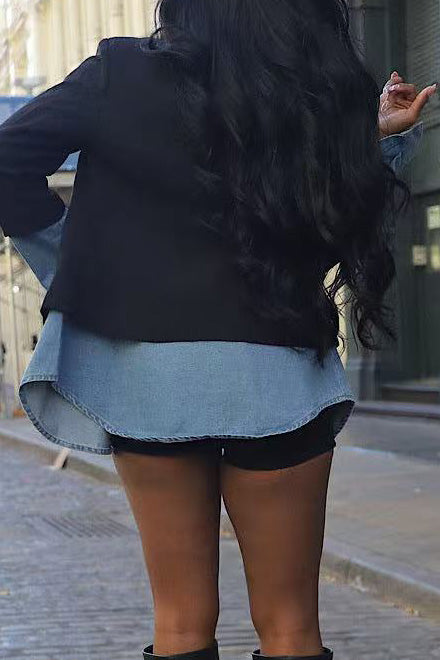 Patchwork Denim Blazer