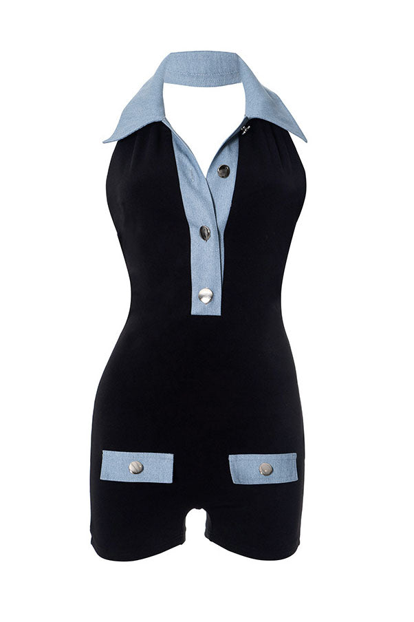 Black Denim Romper