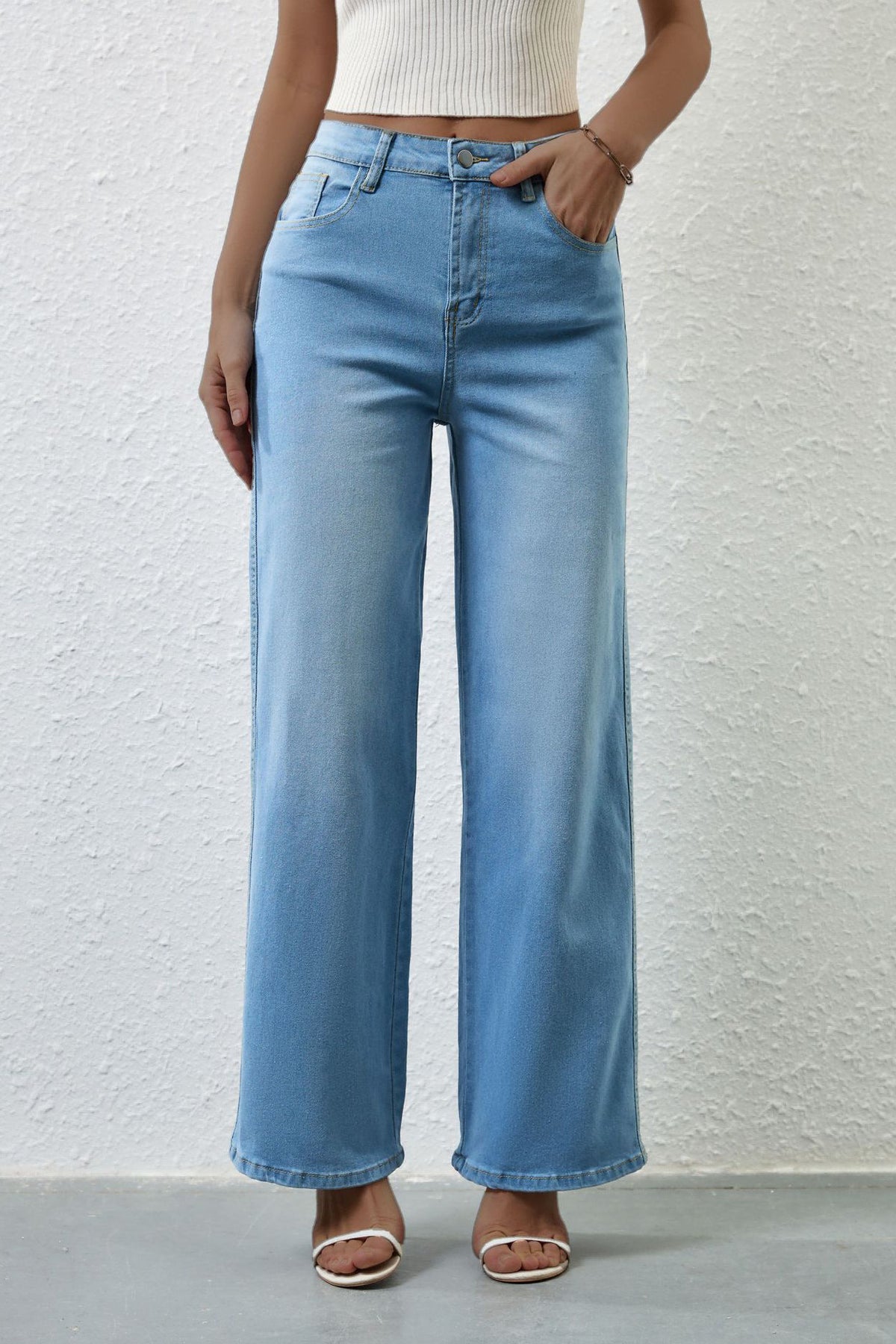 High Waist Straight Leg Jeans