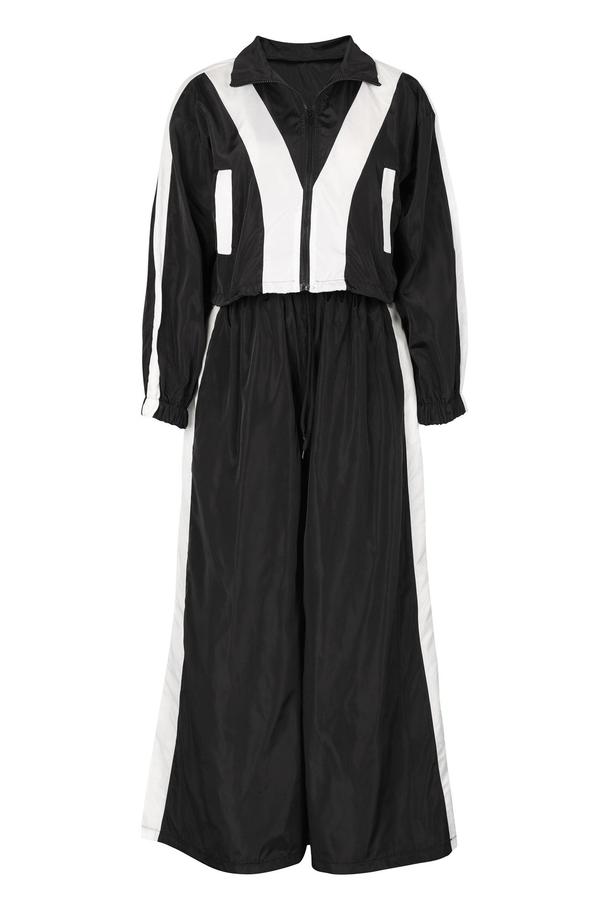 Color-Block Windbreaker & Wide-Leg Set