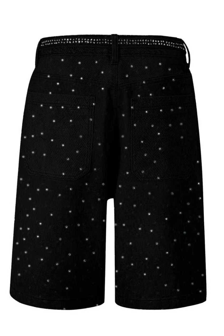 Rhinestone Denim Bermuda Shorts